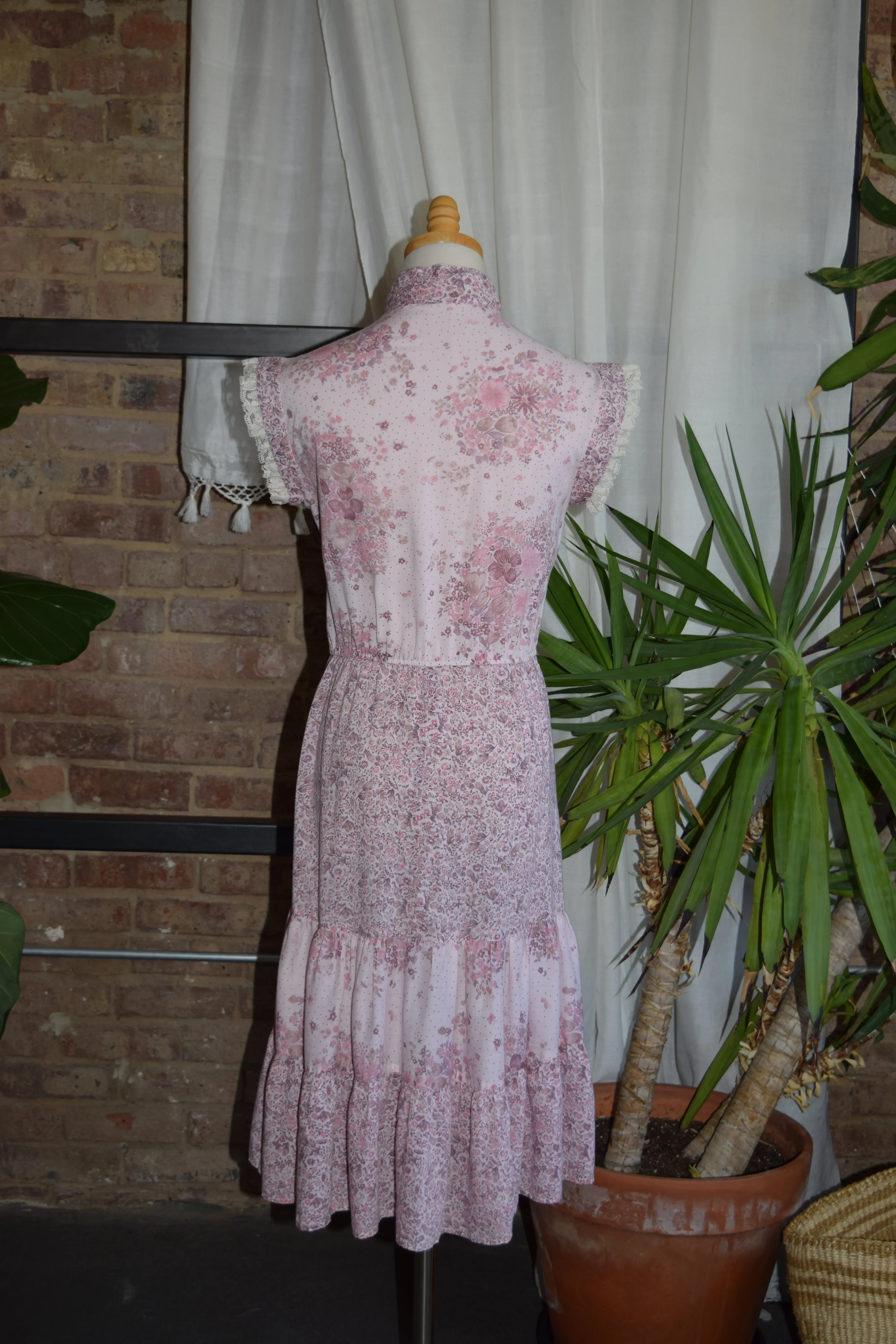 Pink Floral Tiered Dress