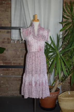 Pink Floral Tiered Dress
