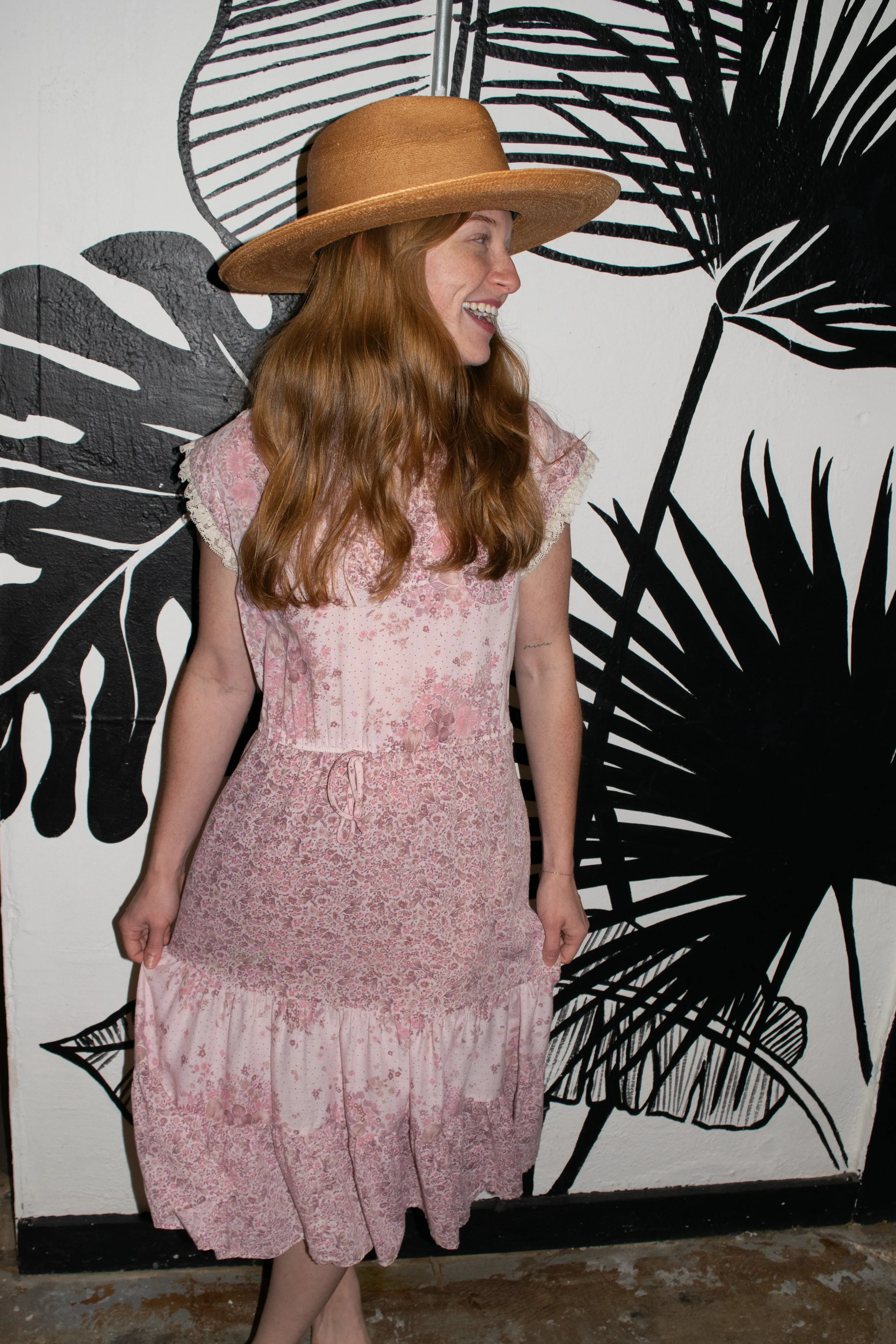 Pink Floral Tiered Dress