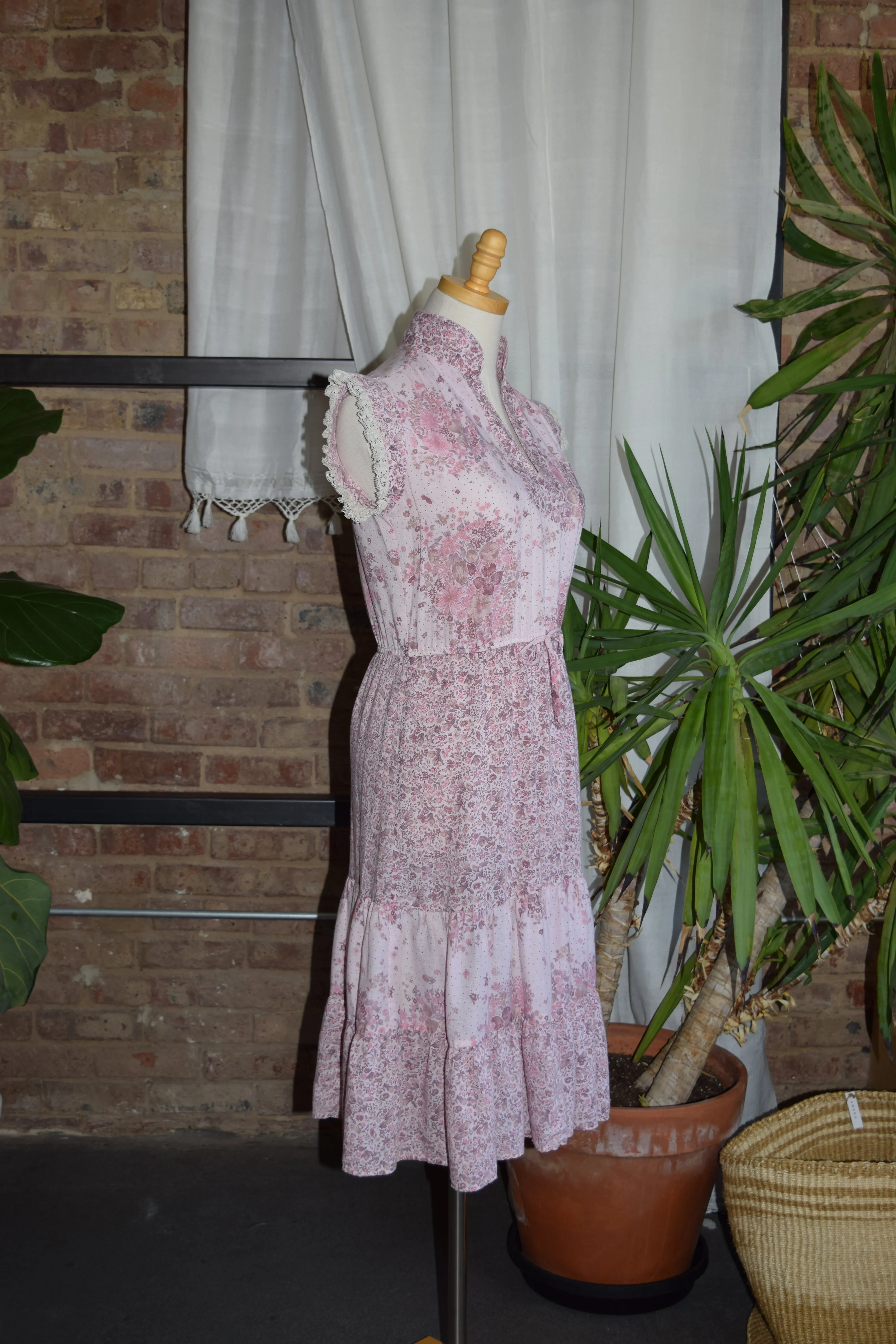 Pink Floral Tiered Dress