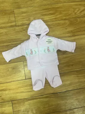 Pink Rabbit Smocked Reversible Set