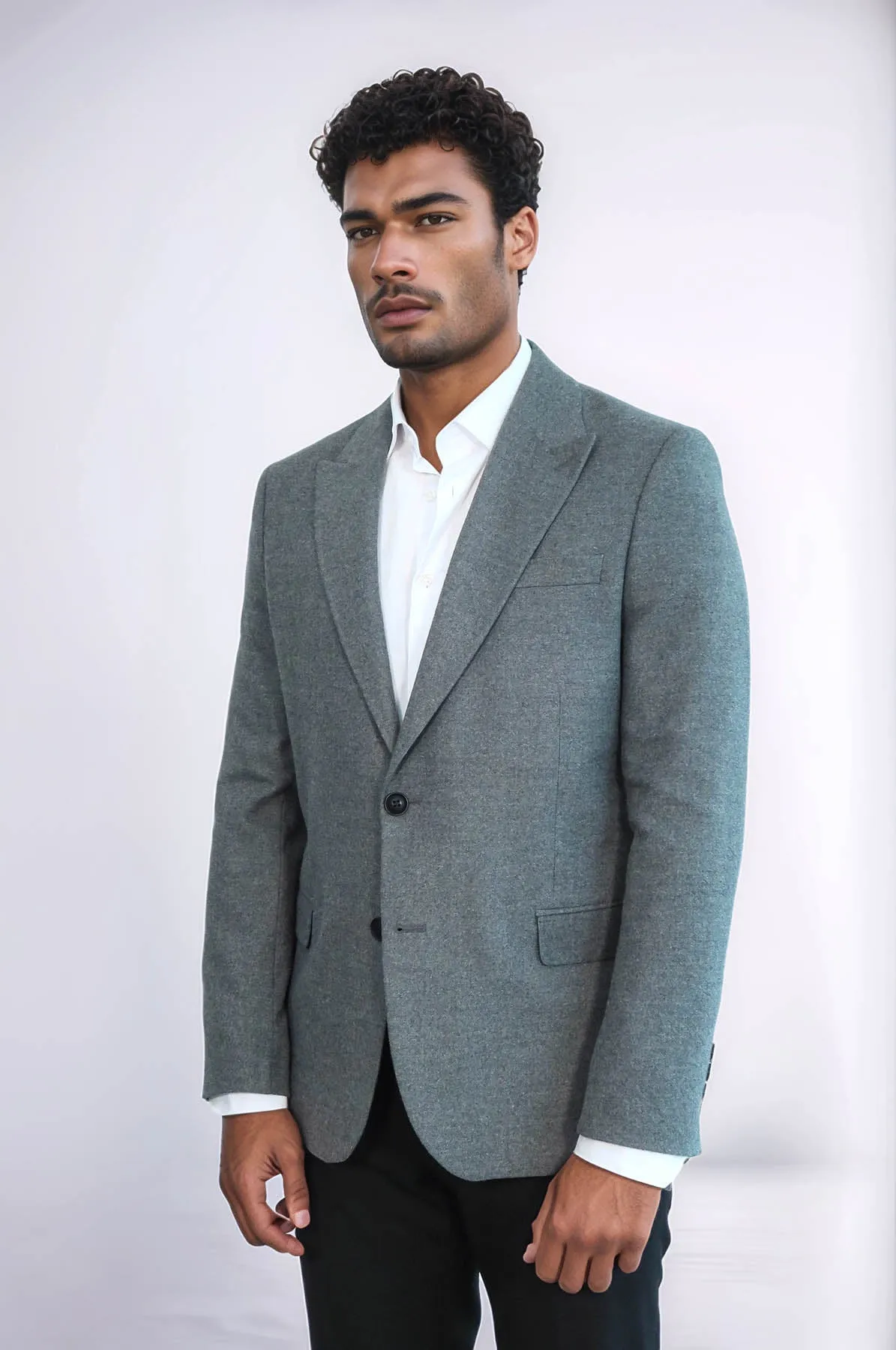 Plain Slim Fit Sport Grey Men Blazer - Wessi