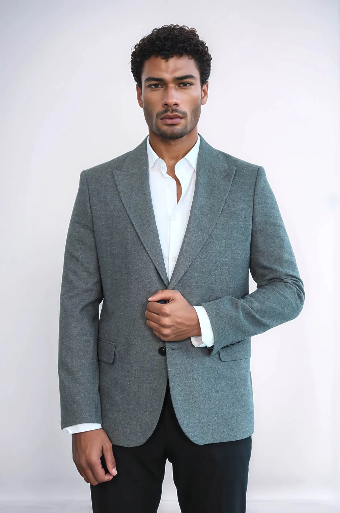 Plain Slim Fit Sport Grey Men Blazer - Wessi