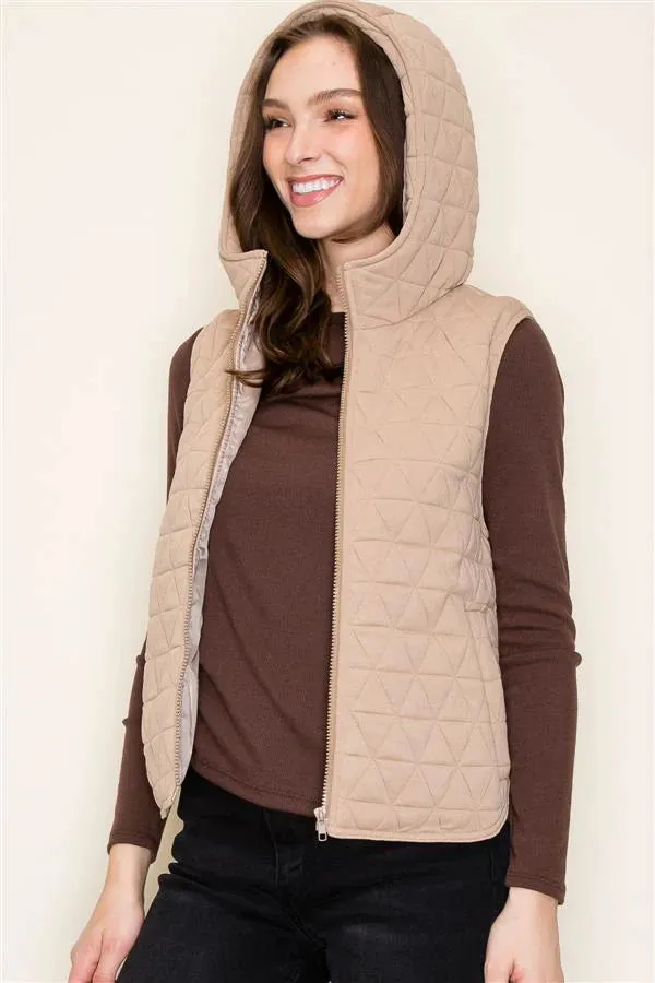 Quilted Hooded Vests - 2 Colors!
