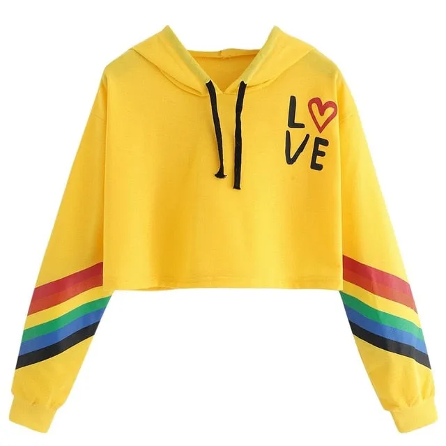 "Love" Rainbow Cropped Hoodie