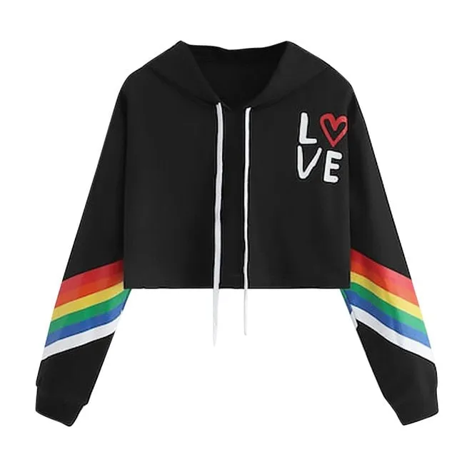 "Love" Rainbow Cropped Hoodie