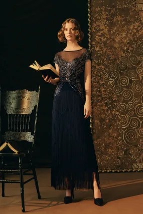 Radiant Iridescent Sequin Fringe Evening Gown