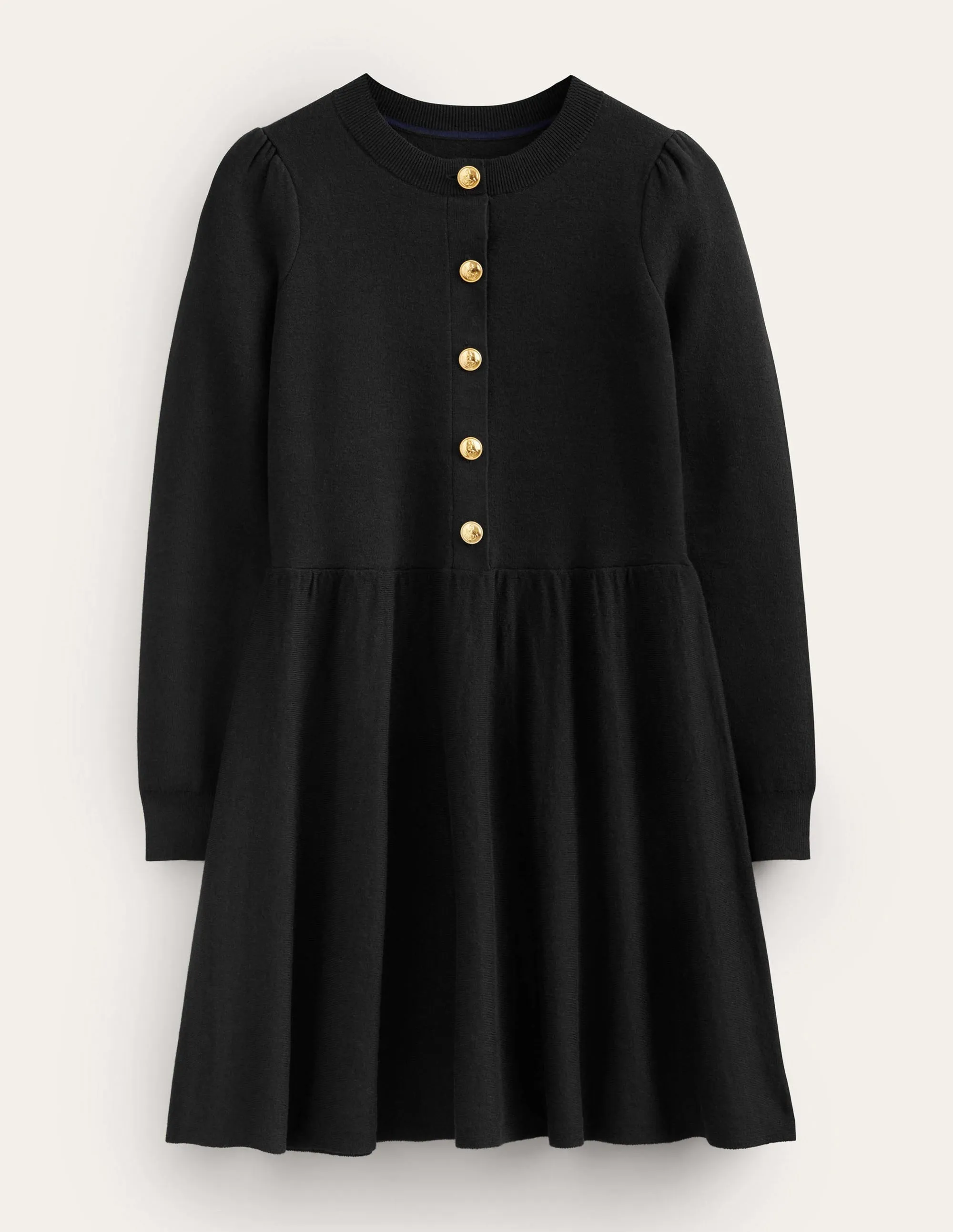 Relaxed Knitted Mini Dress-Black