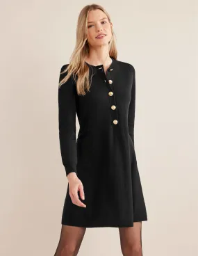 Relaxed Knitted Mini Dress-Black