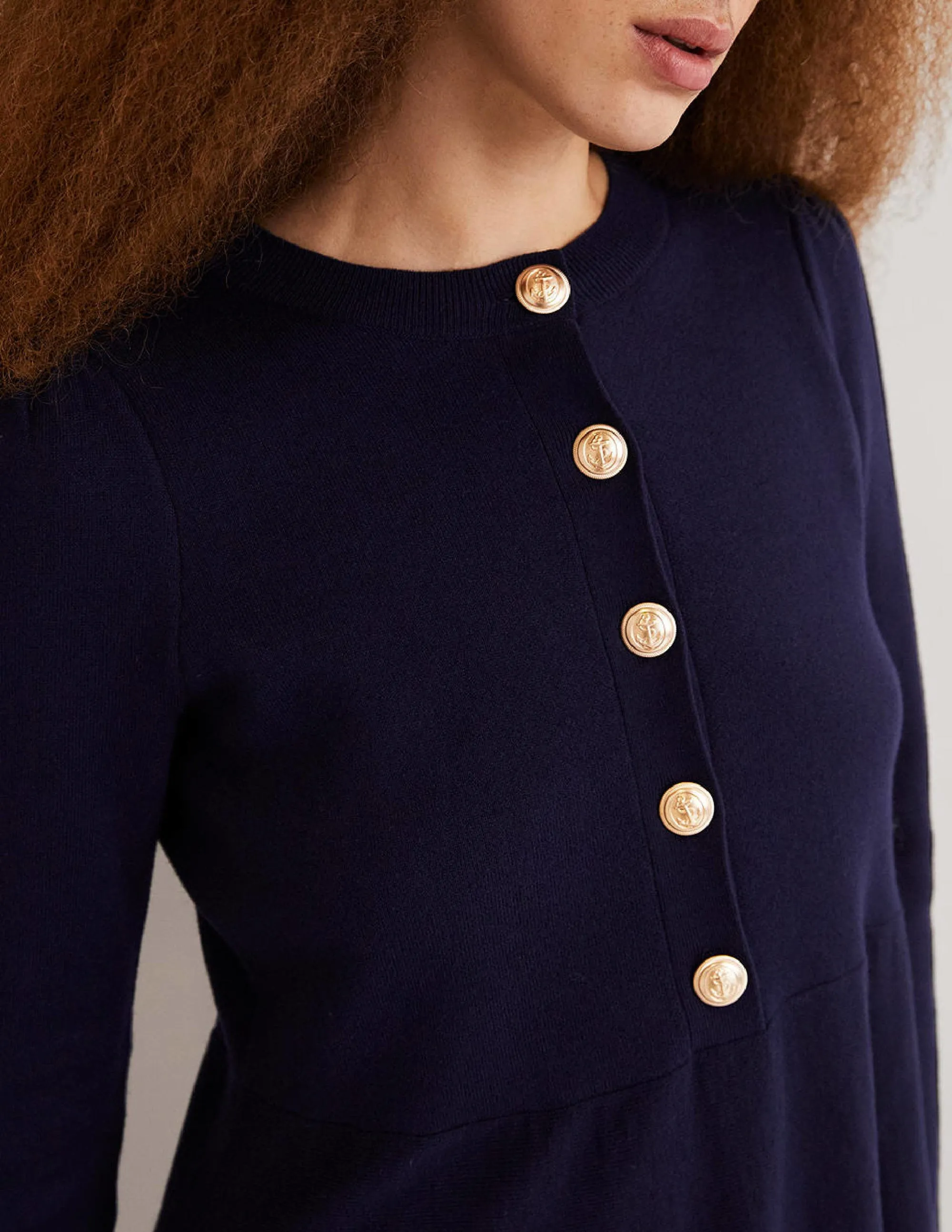 Relaxed Knitted Mini Dress-Navy