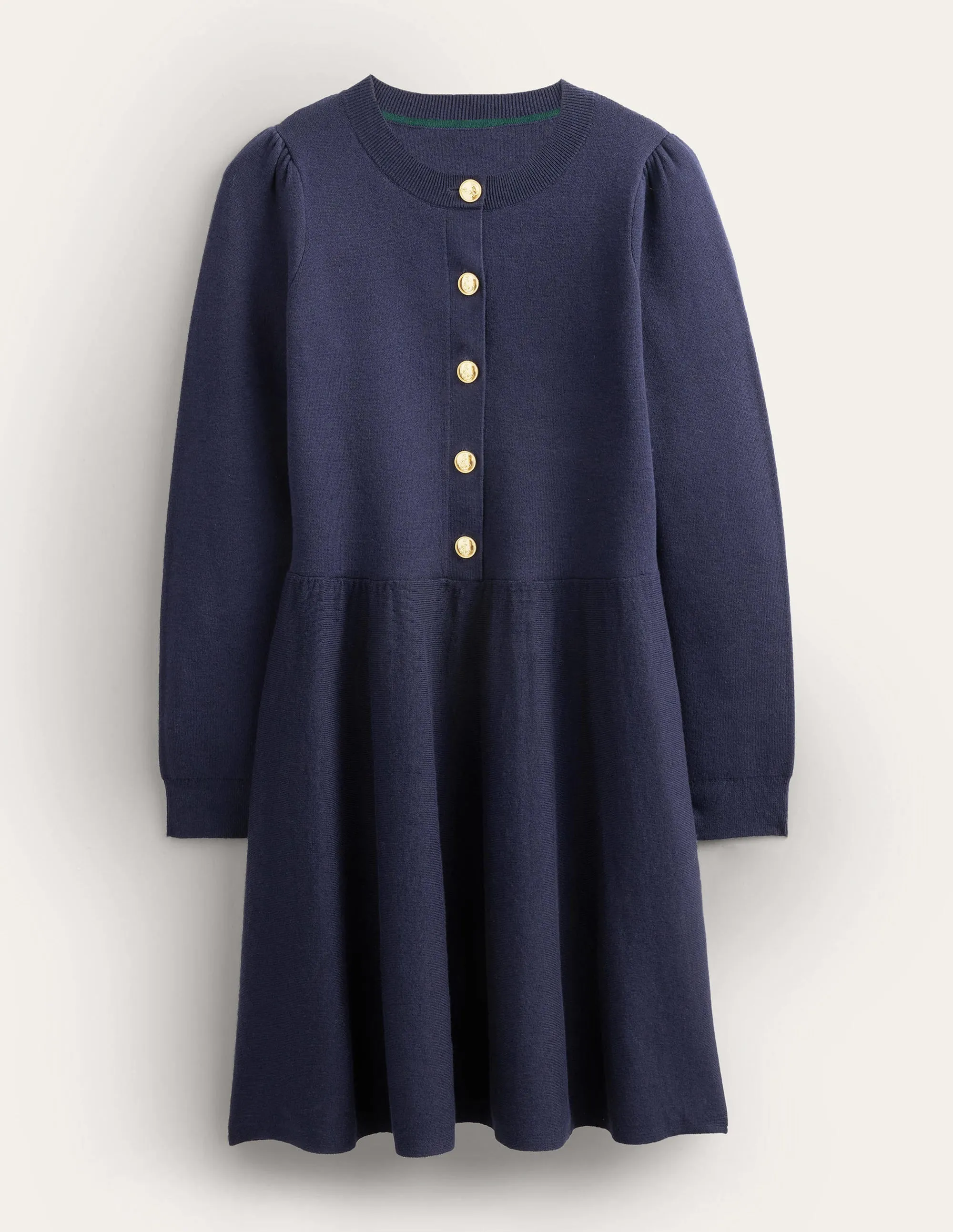 Relaxed Knitted Mini Dress-Navy