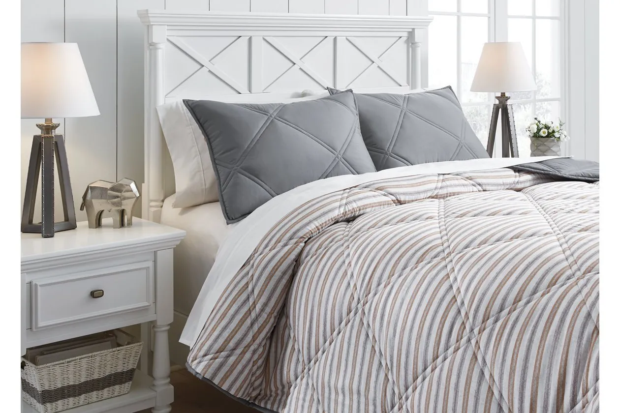 Rhey Tan/Brown/Gray 3-Piece Full Comforter Set
