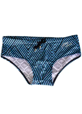 RHUX Sunga Swim Brief Striped Geometric Design Blue