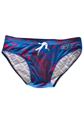 RHUX Swim Brief Leaf Pattern Blue and Maroon