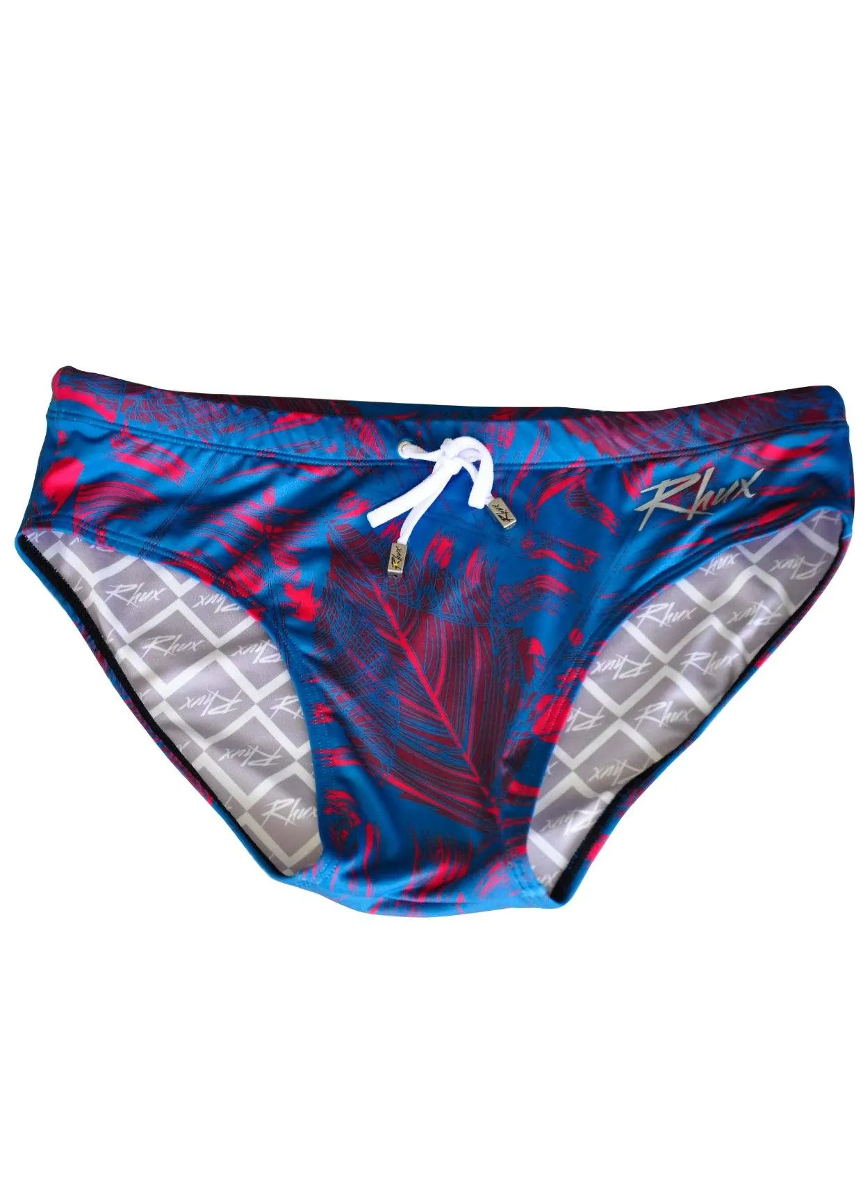 RHUX Swim Brief Leaf Pattern Blue and Maroon