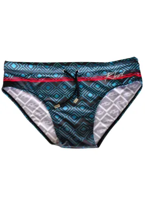 RHUX Swim Brief Square Diamonds Turquoise