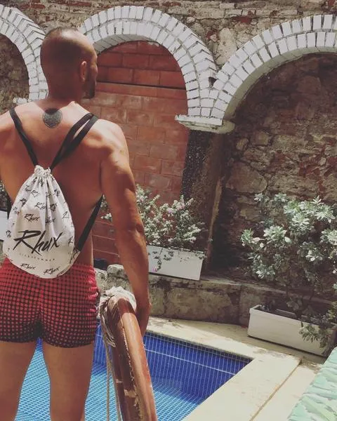 RHUX Swim Shorts Trunks Dots Red and Purple