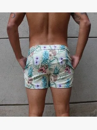 RHUX Swim Shorts Trunks Pineapples Cream and Green