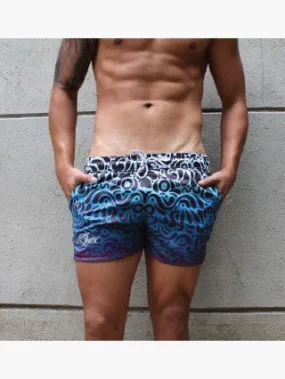 RHUX Swim Shorts Trunks Tropical White and Blue