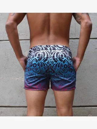 RHUX Swim Shorts Trunks Tropical White and Blue