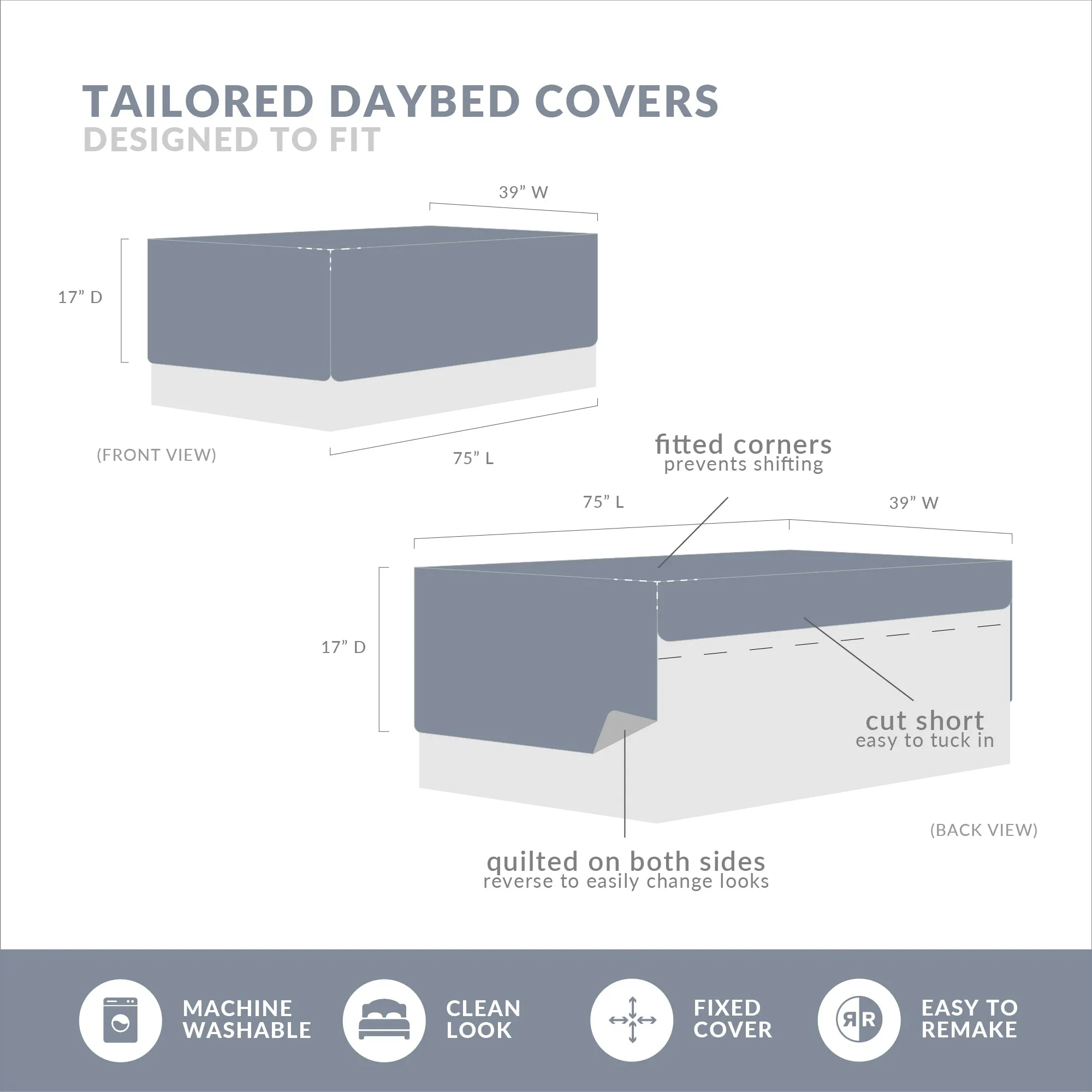 Ridge 6 Piece Reversible Daybed Cover Set