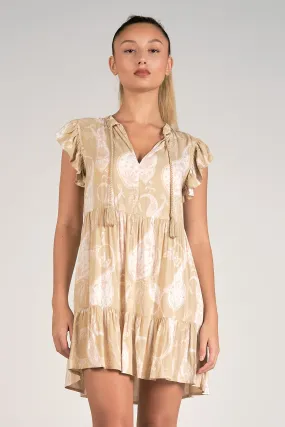 Rio V-Neck Tiered Dress Taupe