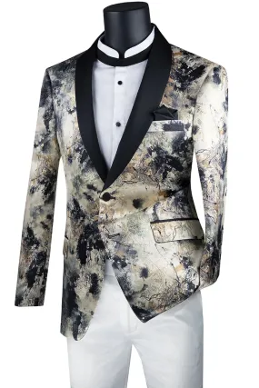 (S) Jacquard Print Slim Fit Blazer