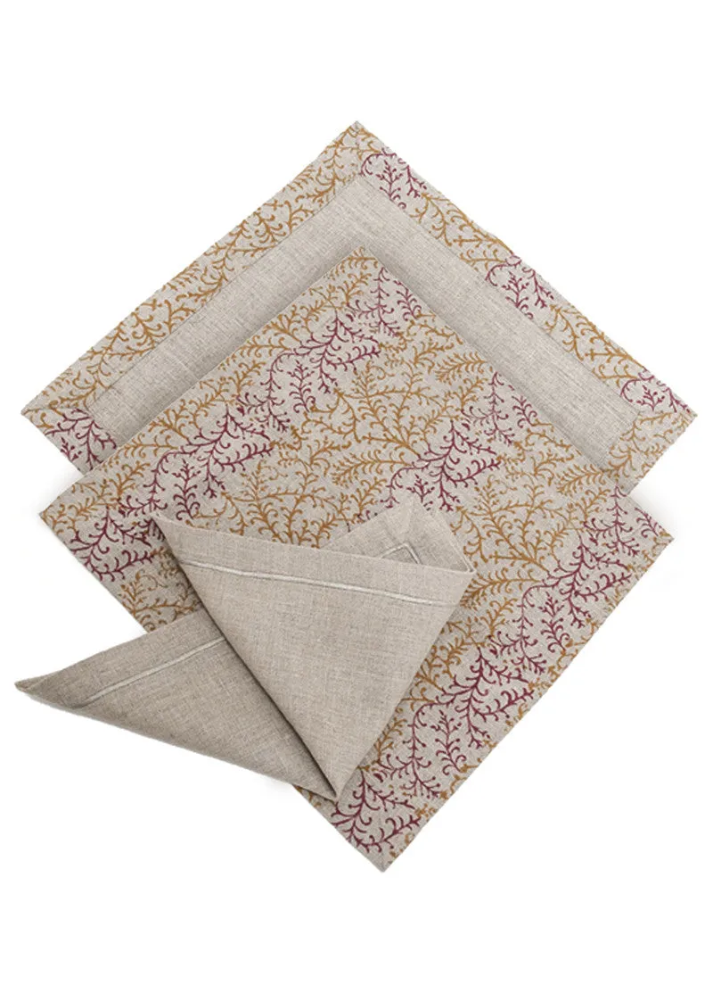 Set of Reversible Linen Placemats and Napkins