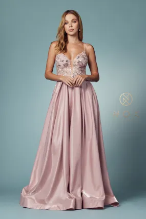 Sleeveless Iridescent A-line Gown_E1004