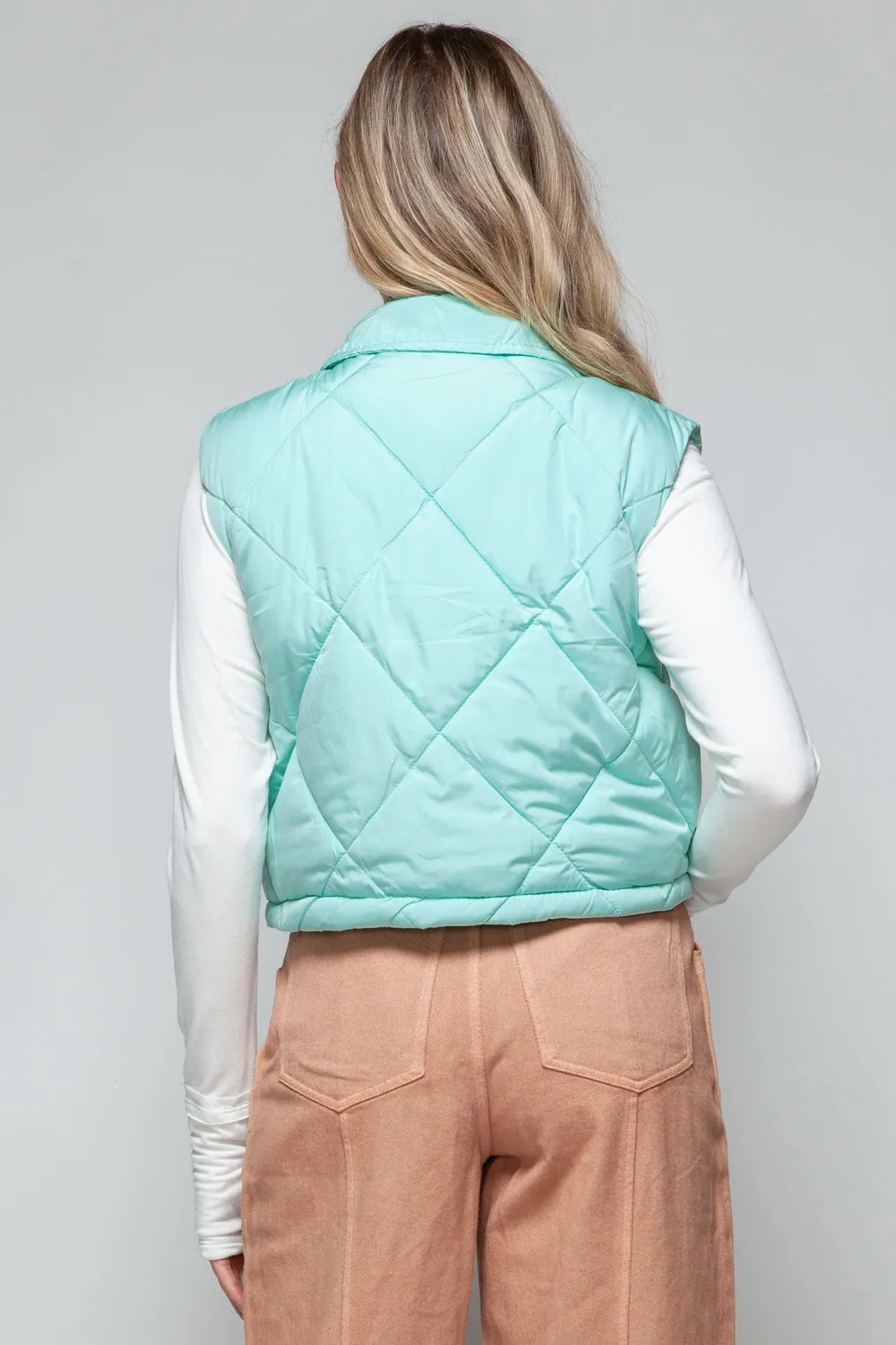 Snap Down Quilted Crop Vest