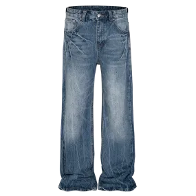 'Static' Faded Bootcut Stacked Denim Jeans