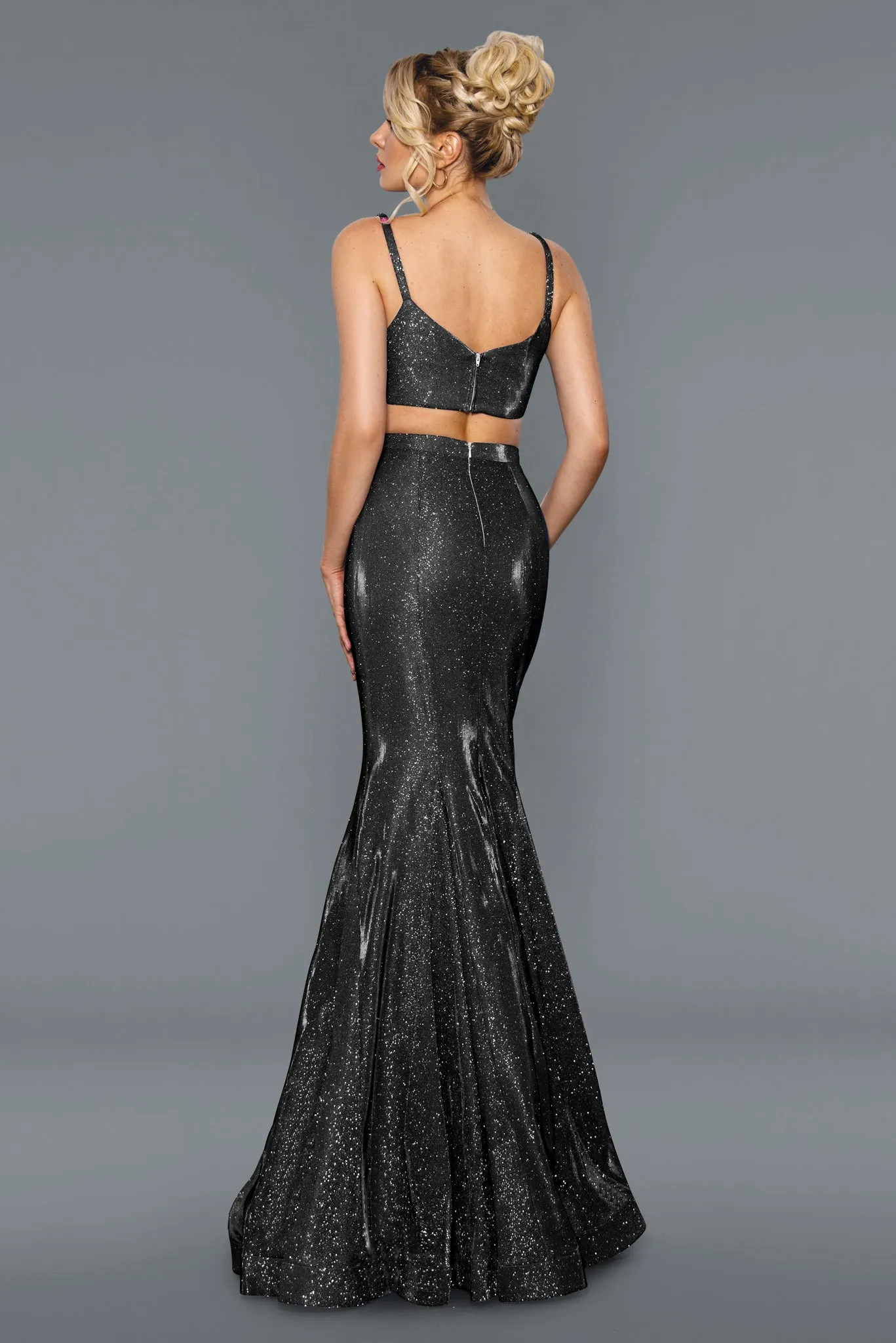 Stella Couture 22059 Size 2 Long Shimmer Mermaid formal Prom Dress Iridescent Gown