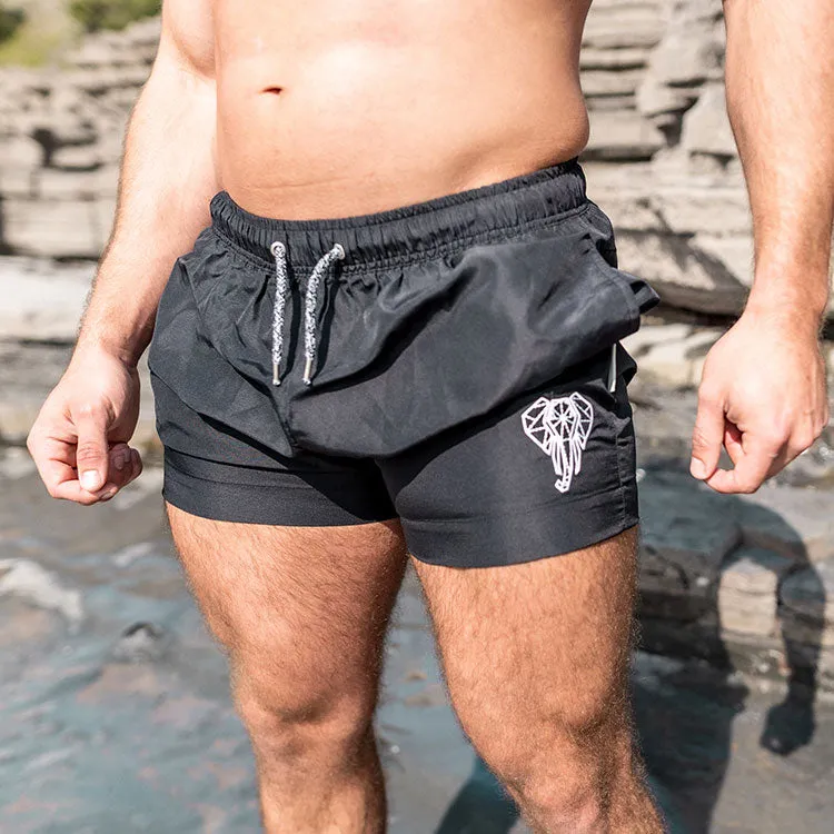 STRIDEZ Rugby Player Swim Shorts Gym Shorts Black