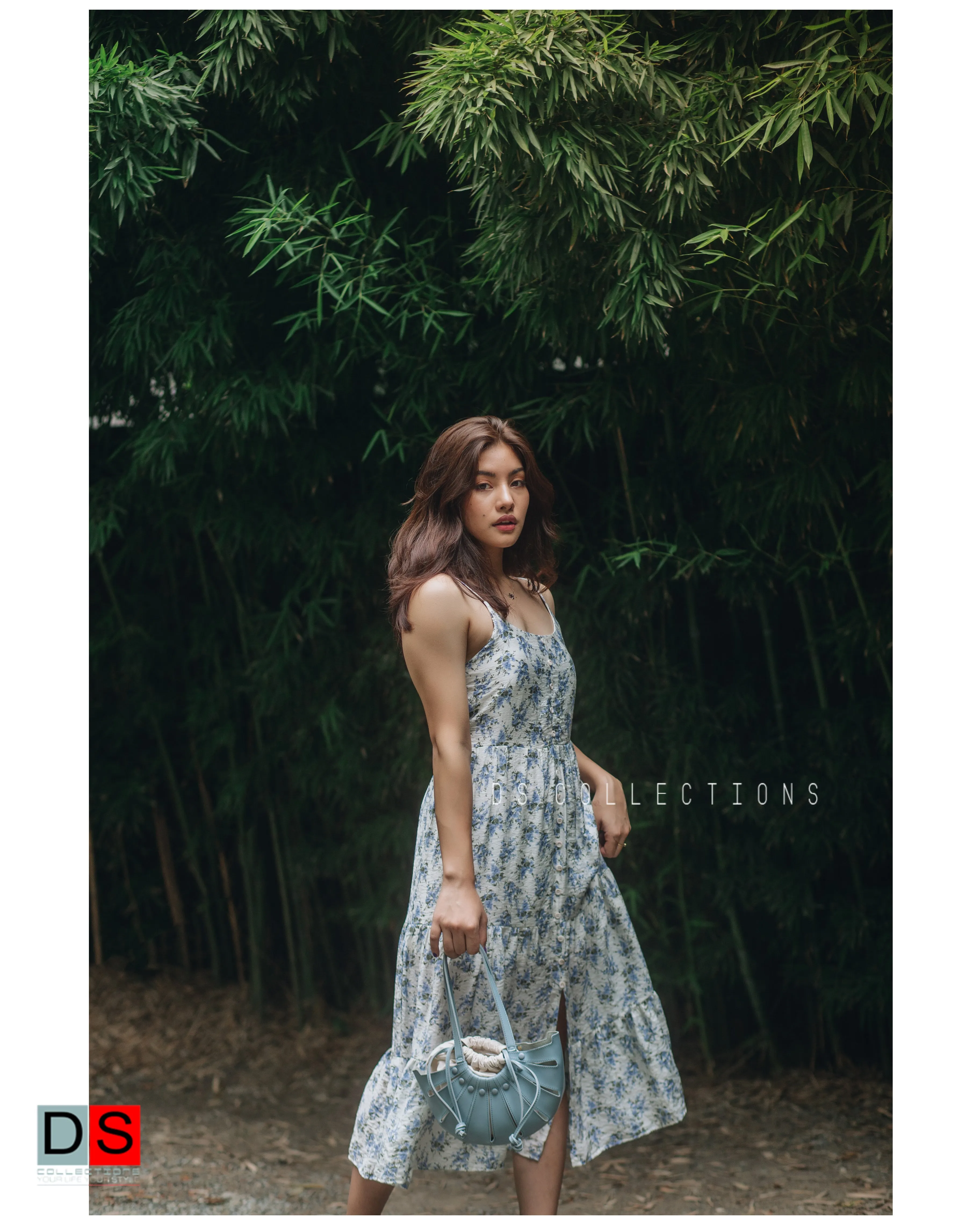 String Button Down Flare Long Dress