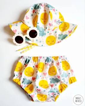 Sunshine Smiles Wide Brim Sunhat and Bloomer Set