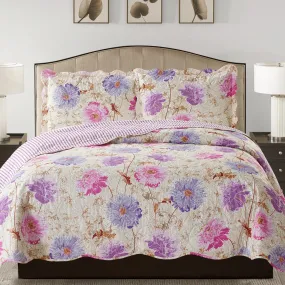 Suzy 3 Piece Quilt Set - Purple