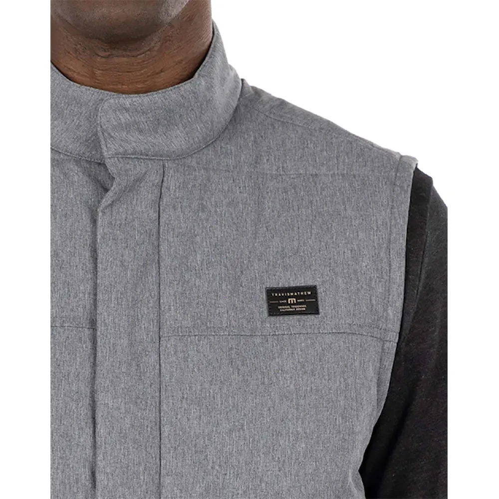 TravisMathew Heated Negotiations Heather Dark Grey Mens Golf Vest