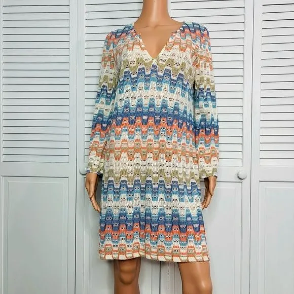 TRINA TURK Multicolor V-Neck Dress Size M