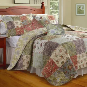 Twin 100% Cotton Reversible Floral Paisley Patchwork Quilt Set