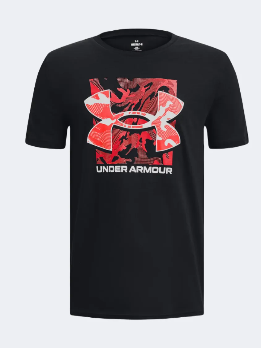Under Armour Box Logo Camo Boys Training T-Shirt Black/White