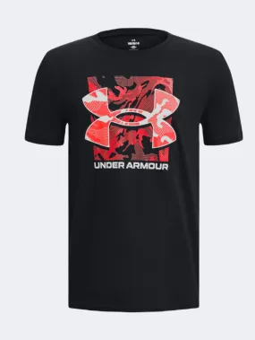 Under Armour Box Logo Camo Boys Training T-Shirt Black/White