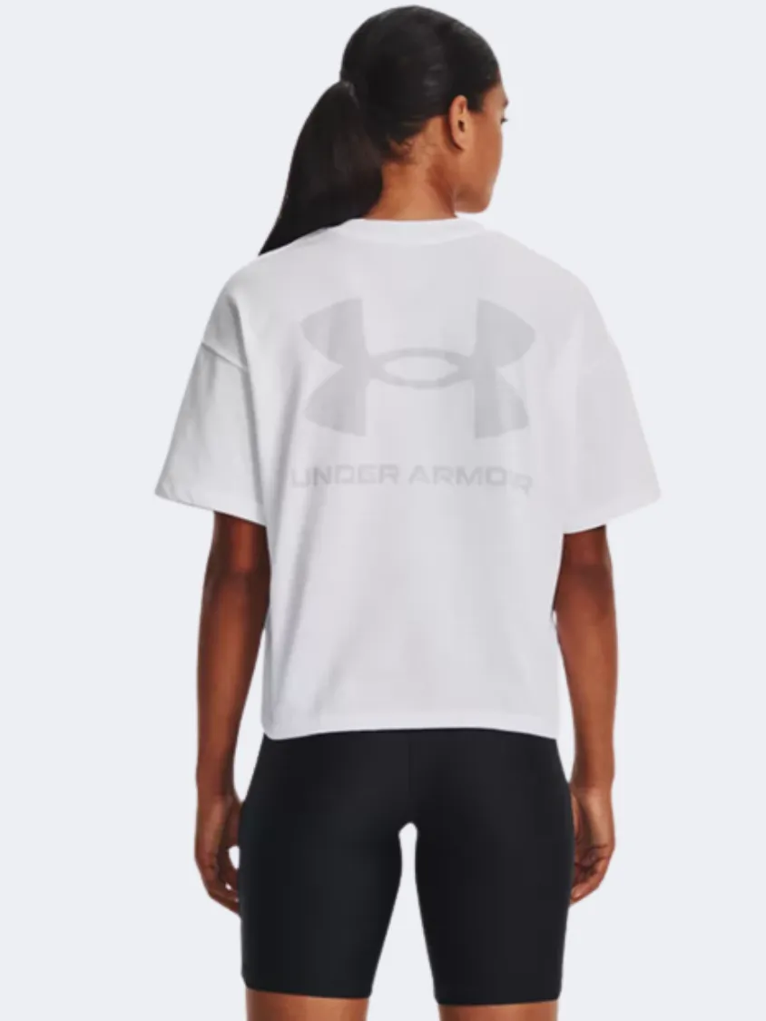 Under Armour Logo Lc Oversized Heavyweight Women Training T-Shirt White/Black