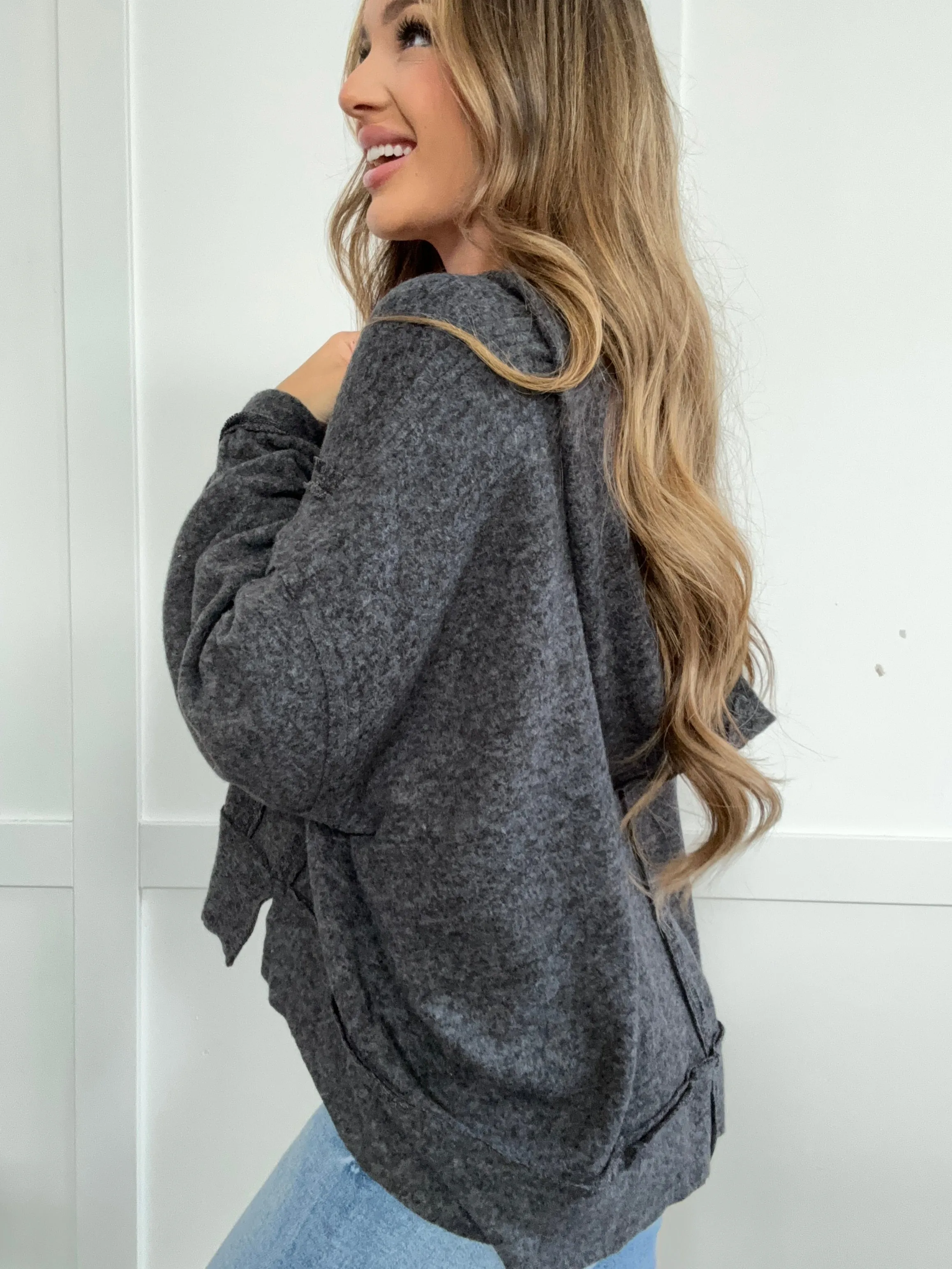 Vivienne Brushed Hacci Exposed Seam Hoodie