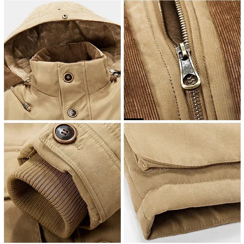 Winter Men’s Cashmere Parka, Thicken Warm Jacket, High Quality