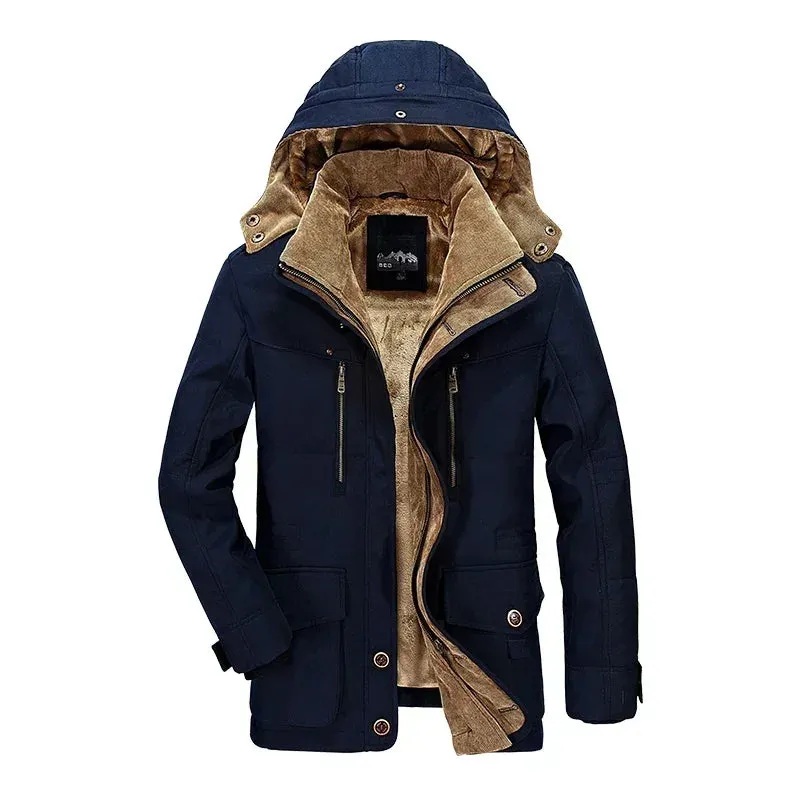 Winter Men’s Cashmere Parka, Thicken Warm Jacket, High Quality
