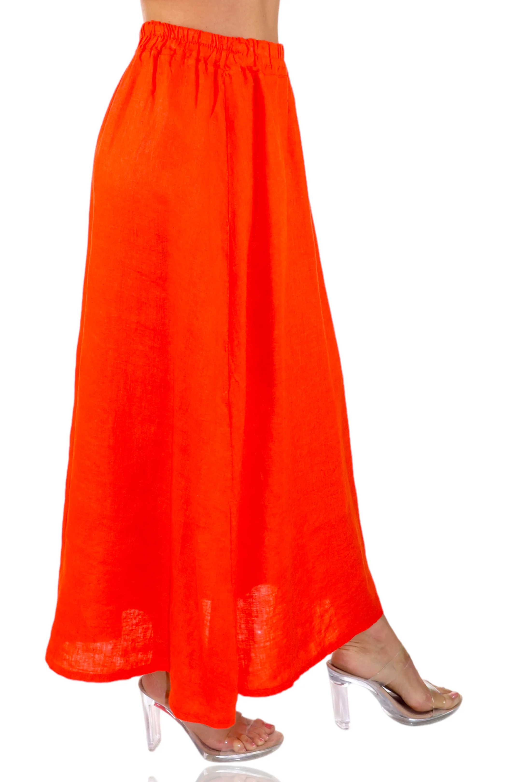 Women 100% Pure Linen Boho Bohemian Flowy Breathable Maxi Skirt