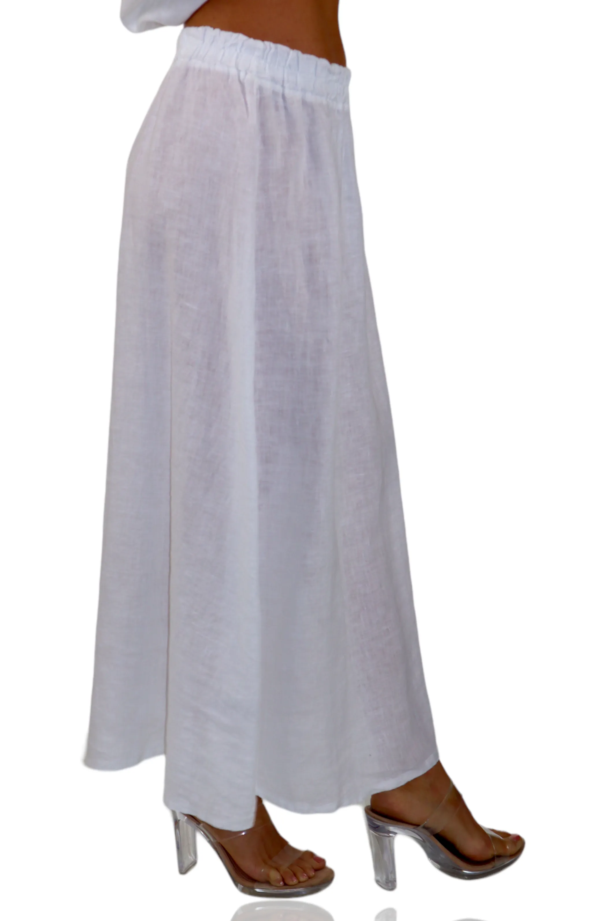 Women 100% Pure Linen Boho Bohemian Flowy Breathable Maxi Skirt