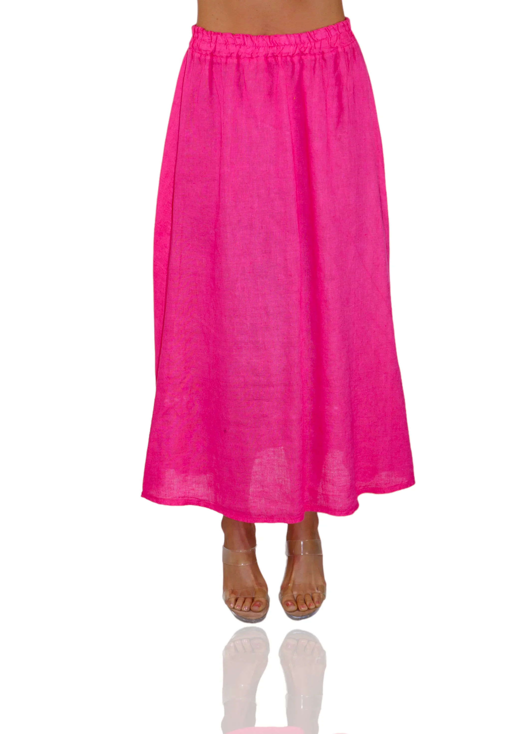 Women 100% Pure Linen Boho Bohemian Flowy Breathable Maxi Skirt