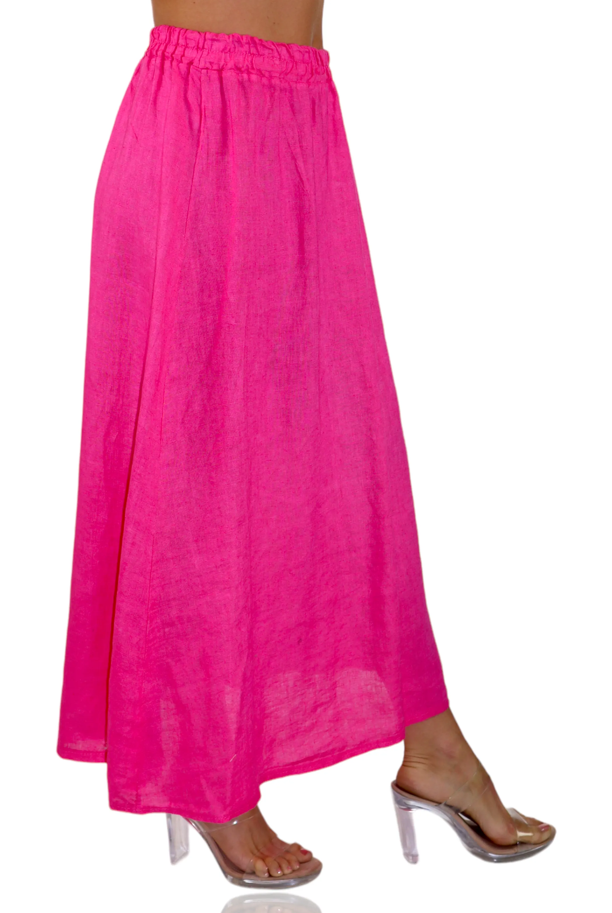 Women 100% Pure Linen Boho Bohemian Flowy Breathable Maxi Skirt