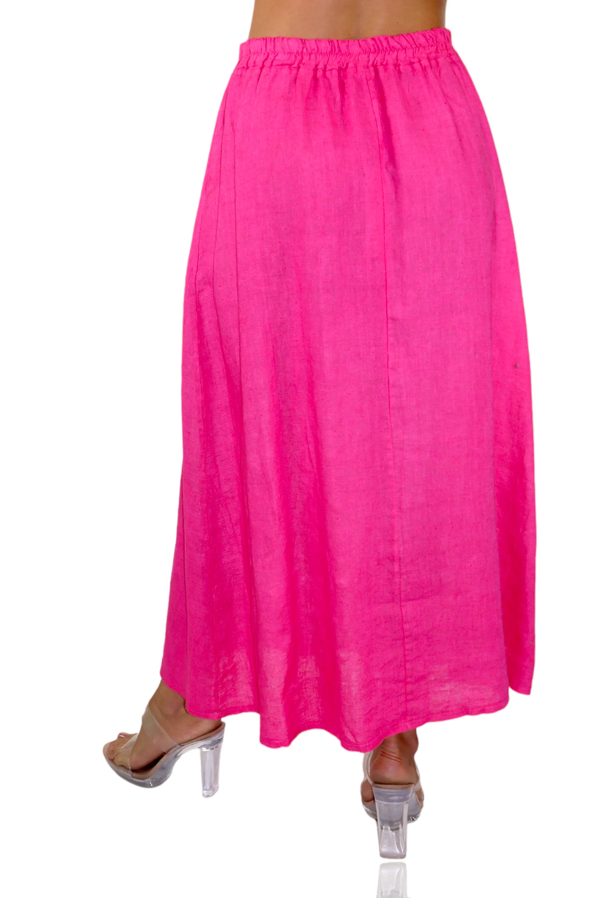 Women 100% Pure Linen Boho Bohemian Flowy Breathable Maxi Skirt